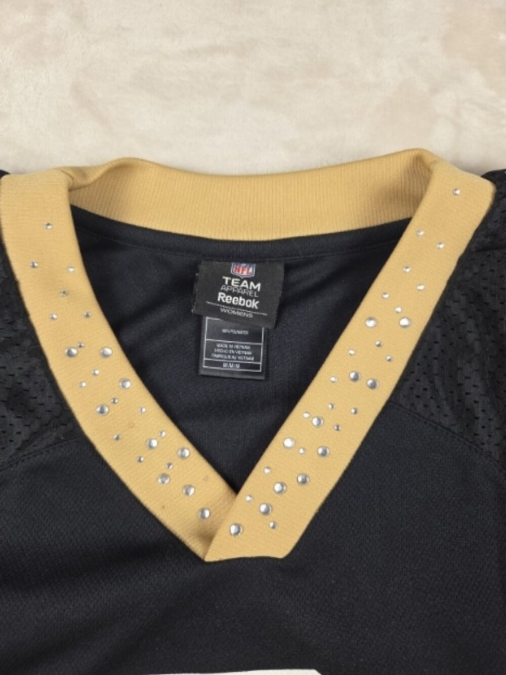 Reebok NFL Team Apparel Saints Drew Brees #9 Rhinestone Jersey Women’s M Black G